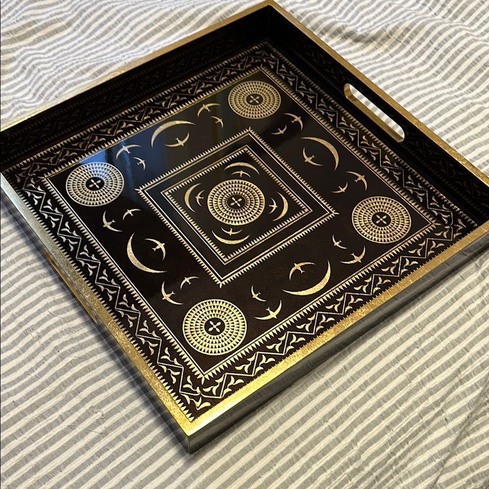 Decorative Black and Gold Serving Tray